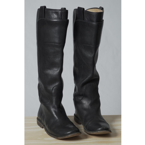Frye Shoes - Frye Womens Black Leather Pull on Tall Boots Size 6 B